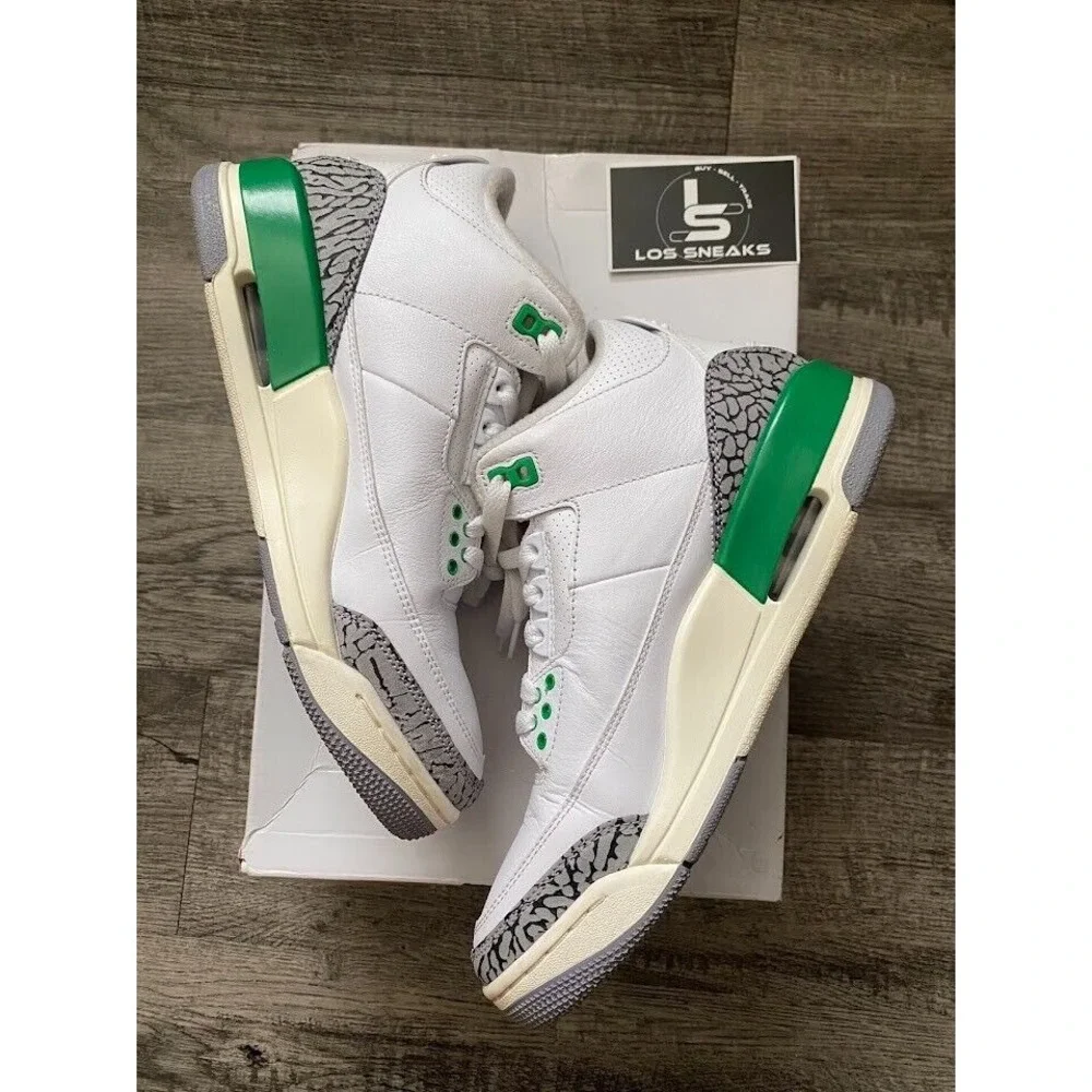 Size 9w/7.5m - Air Jordan 3‎ Retro Lucky Green W - Picture 2 of 5